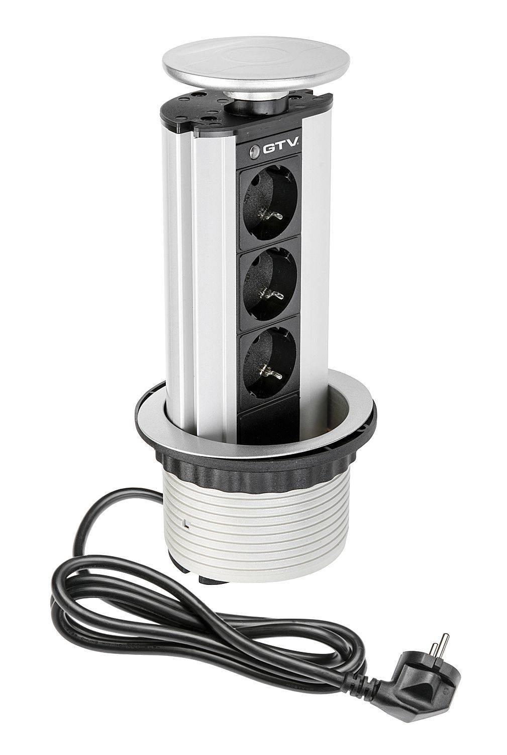 Удлинитель для офиса 3 гнезда d-100 мм Серый GTV AE-BPW3GS-80 