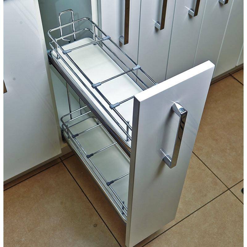 Бутылочница 2 яруса 300 мм бок. крепл. универсальный хром с доводчиком 549.35.703 Hafele