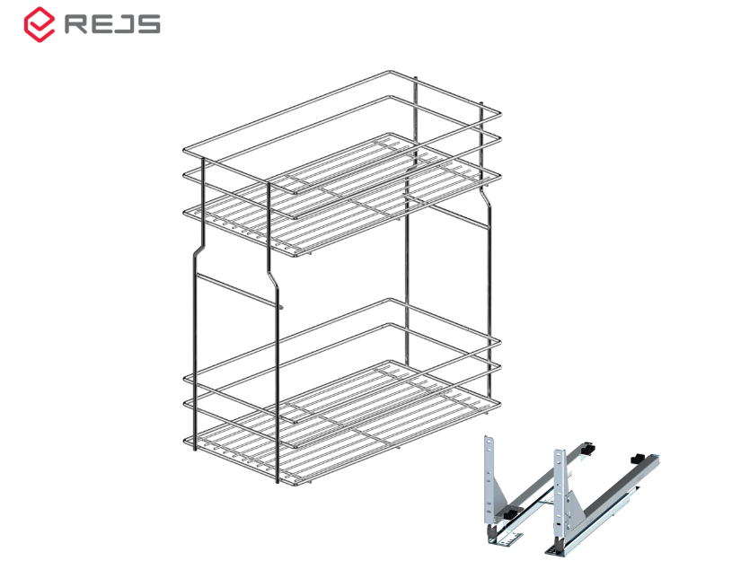 WE29.0006.01.001+ 0723.01.062 Корзина Карго Мини нижнего Вариант Мульти 400 мм Хром REJS 