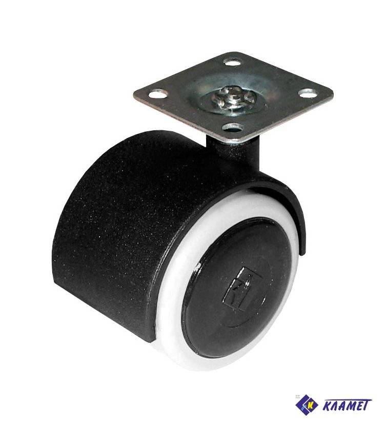 Опора колесная d=50 ОК 50 (ОК 1 50) с мягким ходом черный 