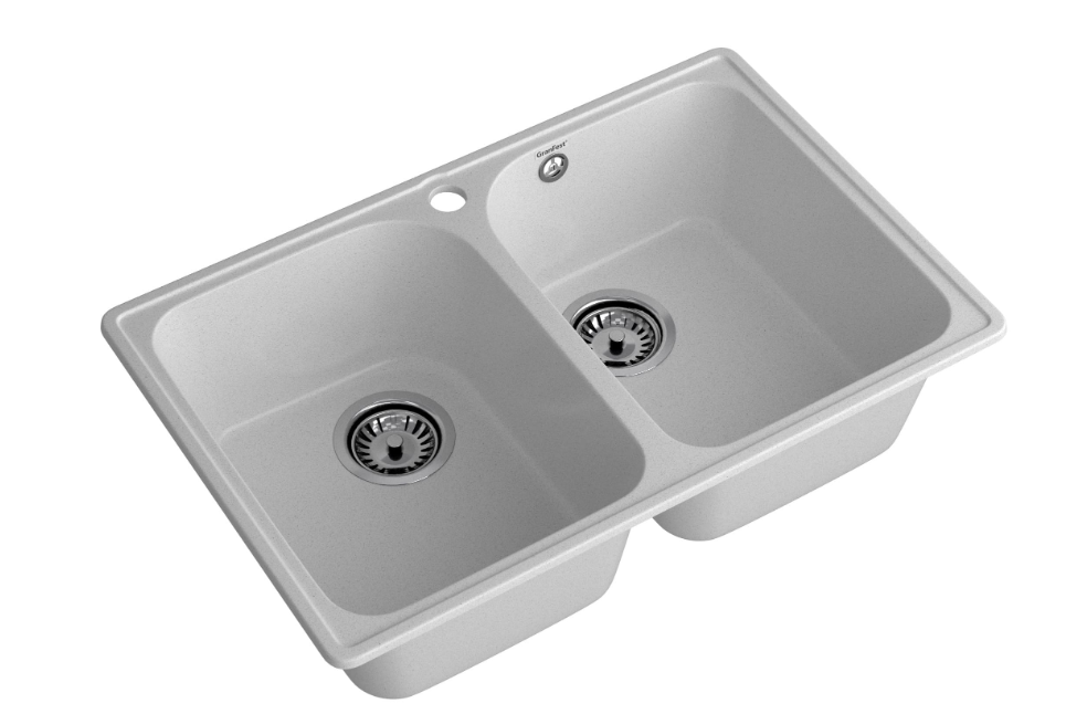Мойка QUARZ - Серый 740х480х180мм прямоугольный 2 чаши БЕЗ СИФОНА GranFest GF-Z15 