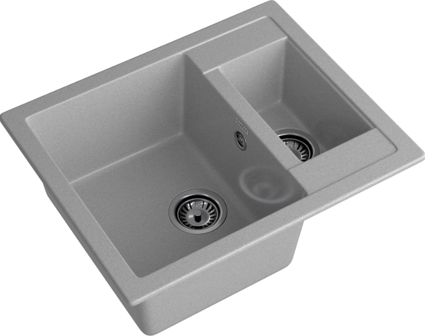 Мойка QUADRO - Серый 610х500х200мм прямоугольный 1,5 чаши GranFest GF-Q610K 