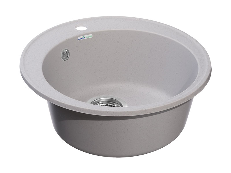 Мойка QUARZ - Серый 480х480х180мм круглый 1 чаша БЕЗ СИФОНА GranFest GF-Z08 