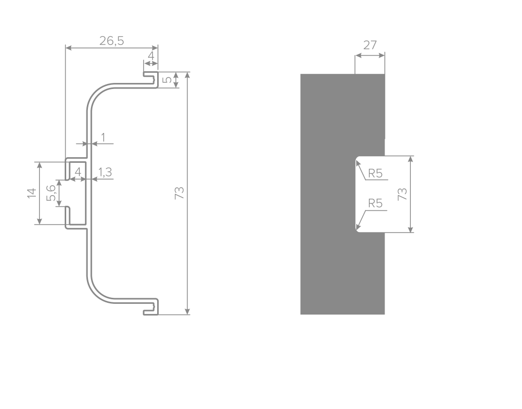 02.0172 Gola-X Ручка профильная  C-обр. горизонтальная 5000мм Черный Брашированый Al AQ