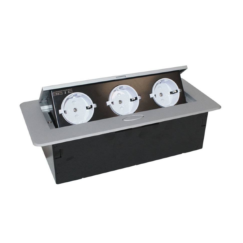 Удлинитель прямоугольный 3 гнезда Серый REJS TR19.0003.08.049 