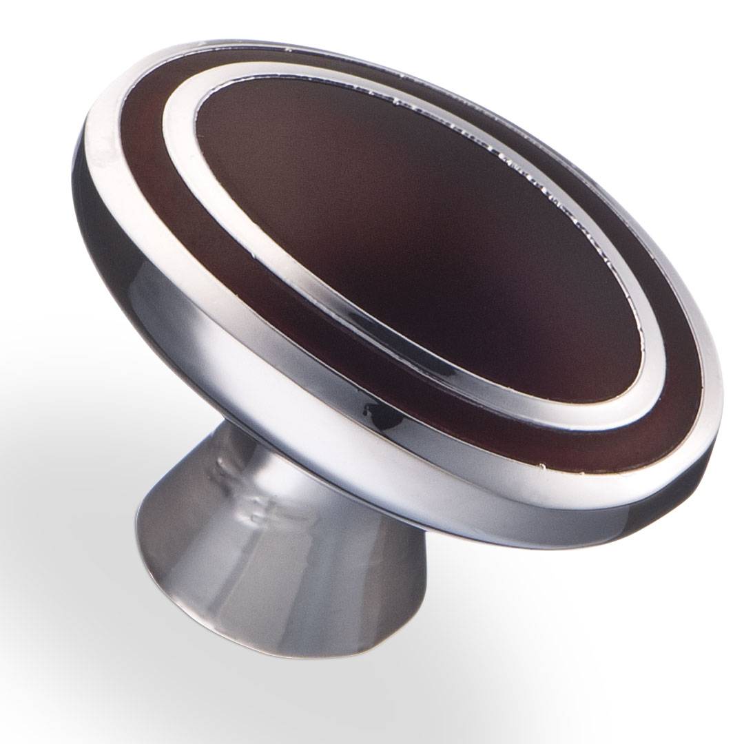 6115-AH Ручка кнопка Хром + бордо Керамика KERRON