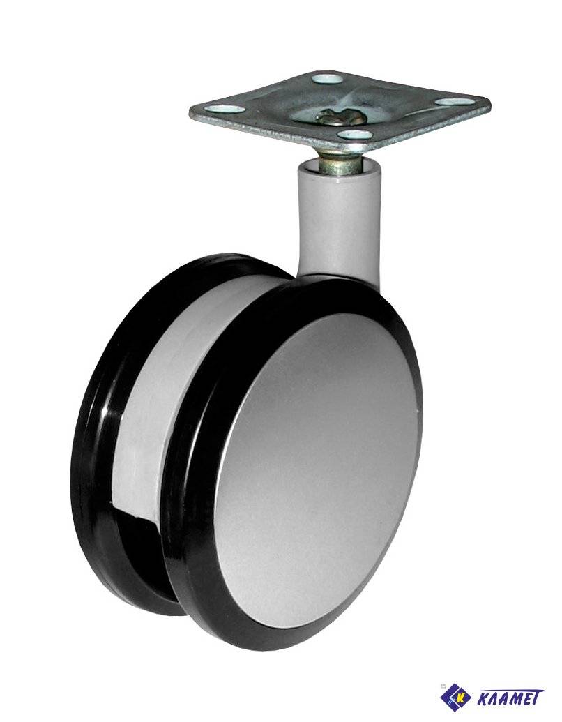 Опора колесная d=80 ОК 80 с тормозом серый 