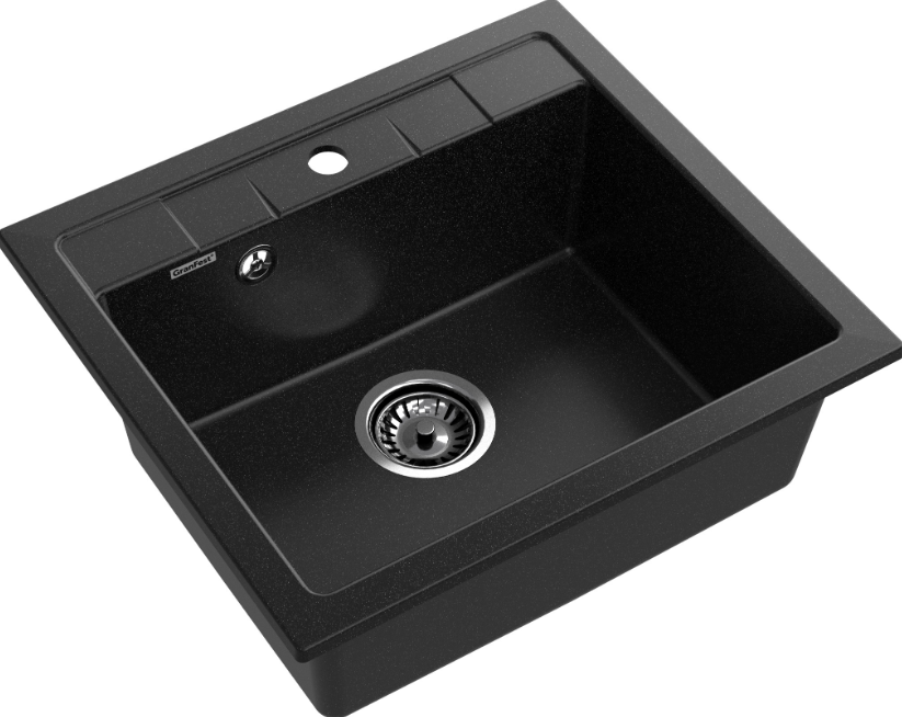Мойка QUADRO - Черный 560х500х200мм прямоугольный 1 чаша GranFest Q-561 черный 
