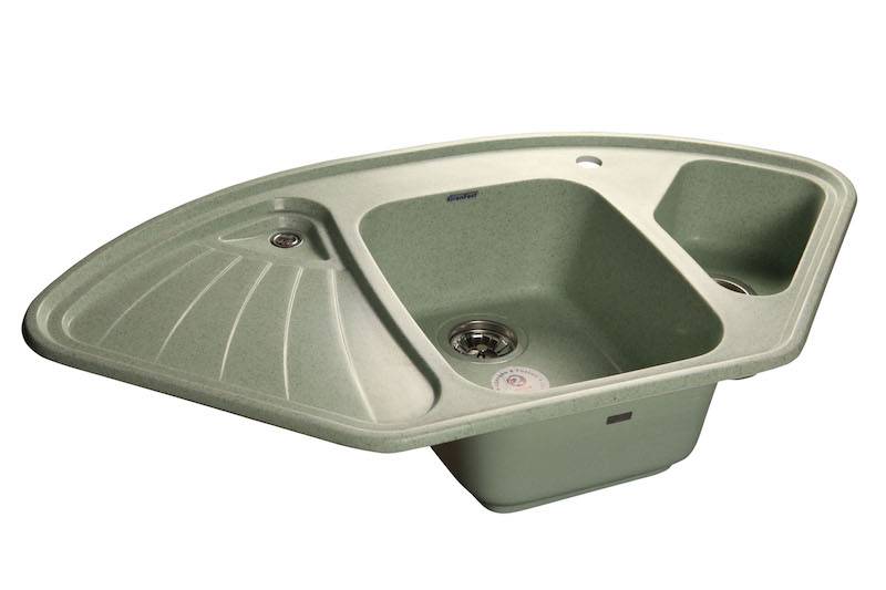 Мойка CORNER - Зеленый 1 040х570х185мм угловой 1,5 чаши GranFest C-1040E зеленый 