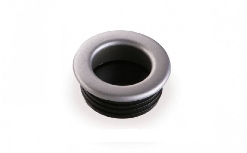 R-03 Ручка врезная 35 мм Сатин светлый (хром мат)/черный Пластик Валмакс