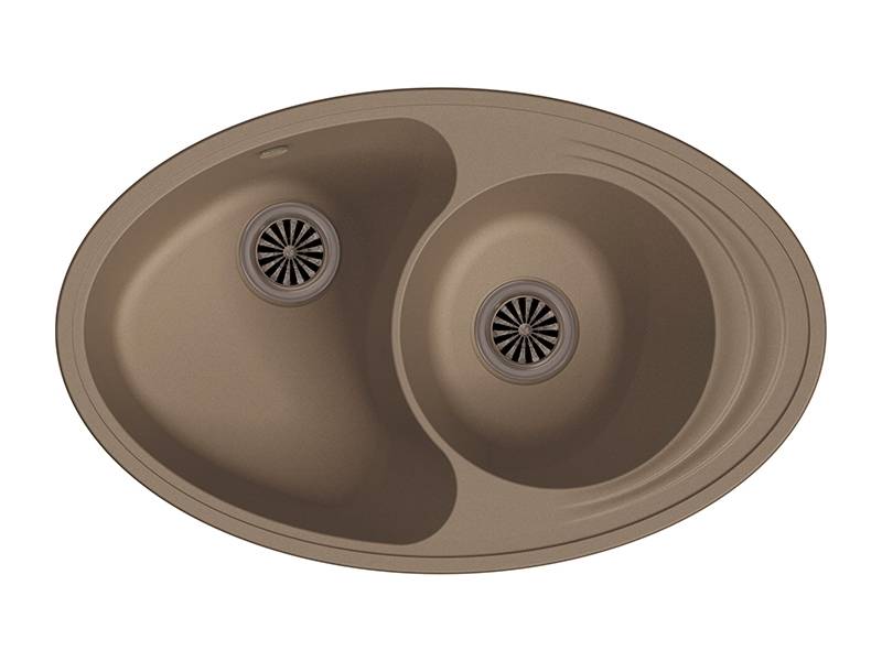 Мойка Elegant W90KF Темно-бежевый 820х520х190мм овальный 2 чаши Ewigstein W90KF 