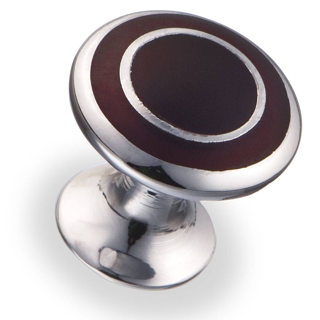 6116-S-AH Ручка кнопка 22 мм Хром + бордо Керамика KERRON
