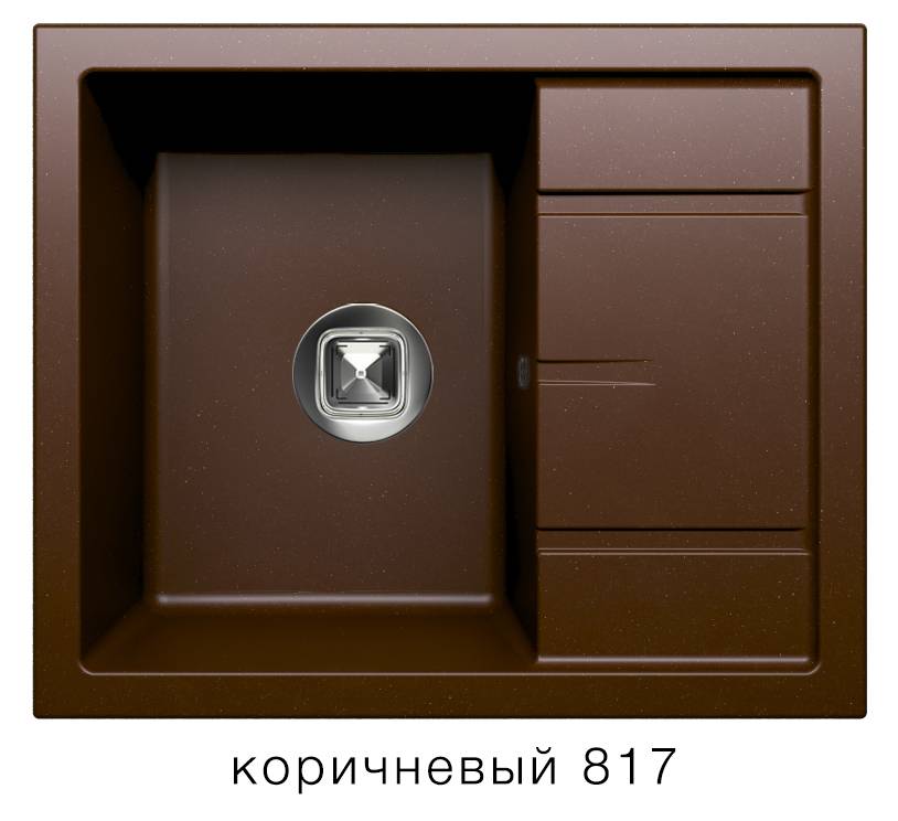 Мойка TOLERO - Коричневый 595х495х200мм прямоугольный 1 чаша Polygran R-107 