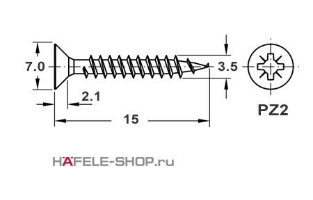 Шуруп 3,5х16 потайная головка цинк Hospa 017.31.639 Hafele 