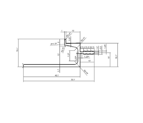 14496991002 Ручка профильная  L-образная врезная 4 100 мм Белый глянец Металл Rehau