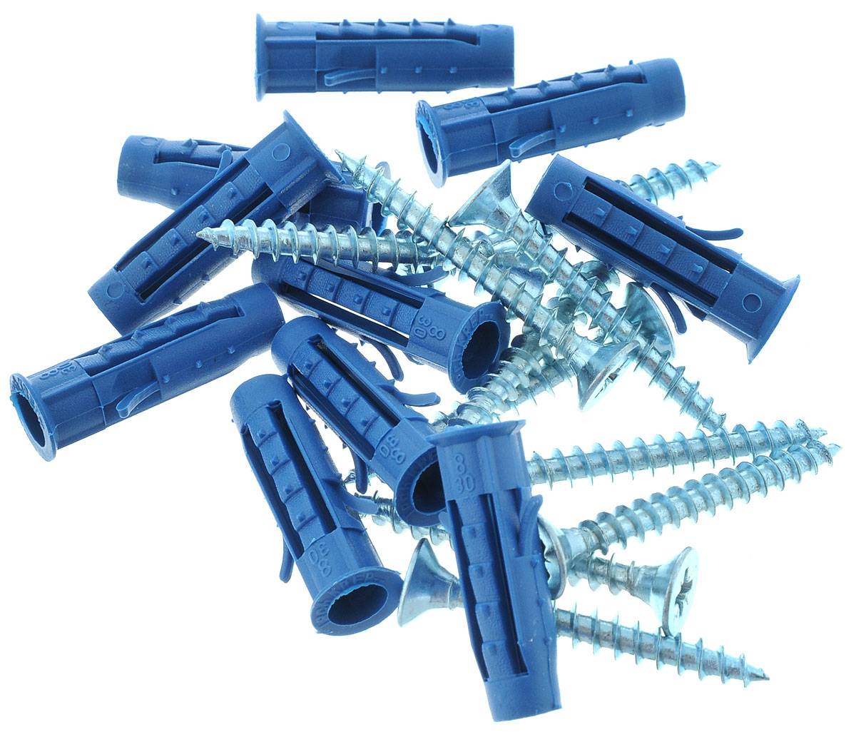 Комплект саморезов с дюбелем 6х50 цинк (15 шт)