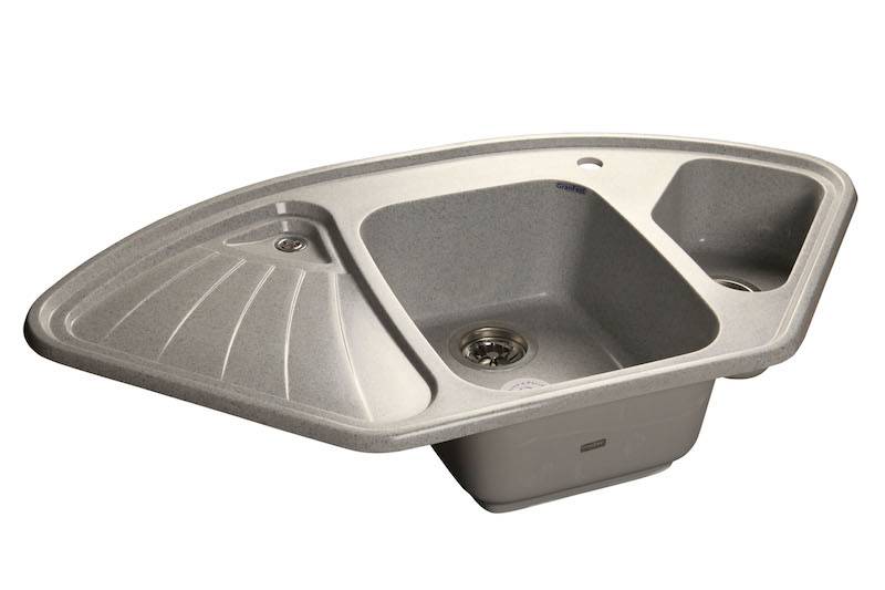 Мойка CORNER - Серый 1 040х570х185мм угловой 1,5 чаши GranFest C-1040E серый 