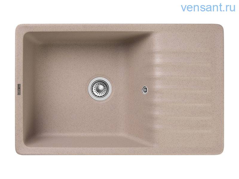 Мойка QUARZ - Песочный 850х480х180мм прямоугольный 1 чаша БЕЗ СИФОНА GranFest GF-ZW-73 