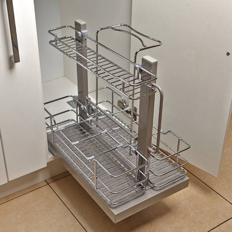 Бутылочница 2 яруса 400 мм донное крепл. хром с доводчиком 549.35.435 Hafele