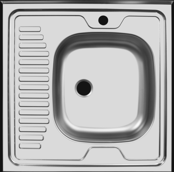 Мойка Стандарт - Матовый 600х600х150мм Квадрат 1 чаша Правая 0,5 мм (малый слив) БЕЗ СИФОНА UKINOX S