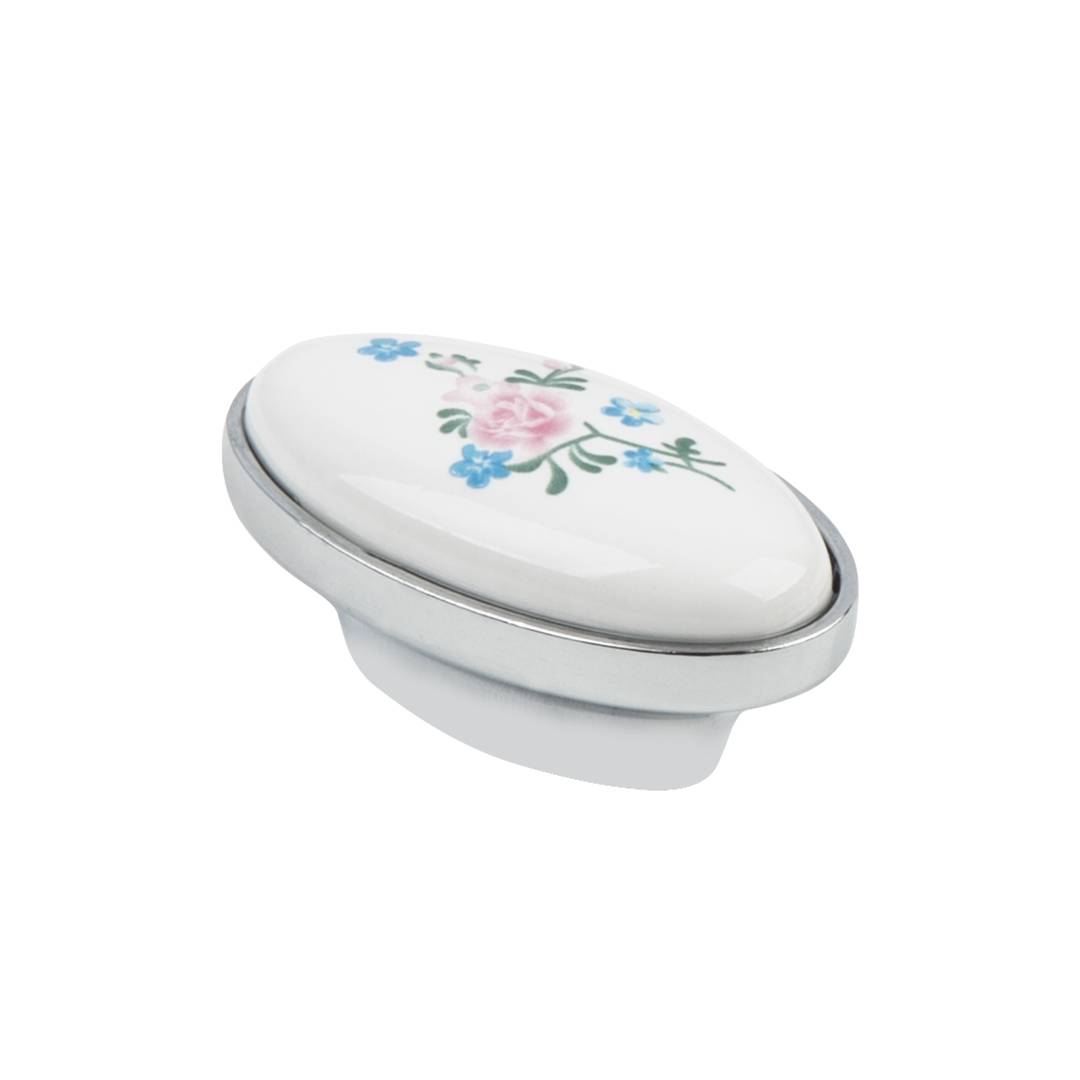 KF04-08 Ручка кнопка Хром Керамика KERRON