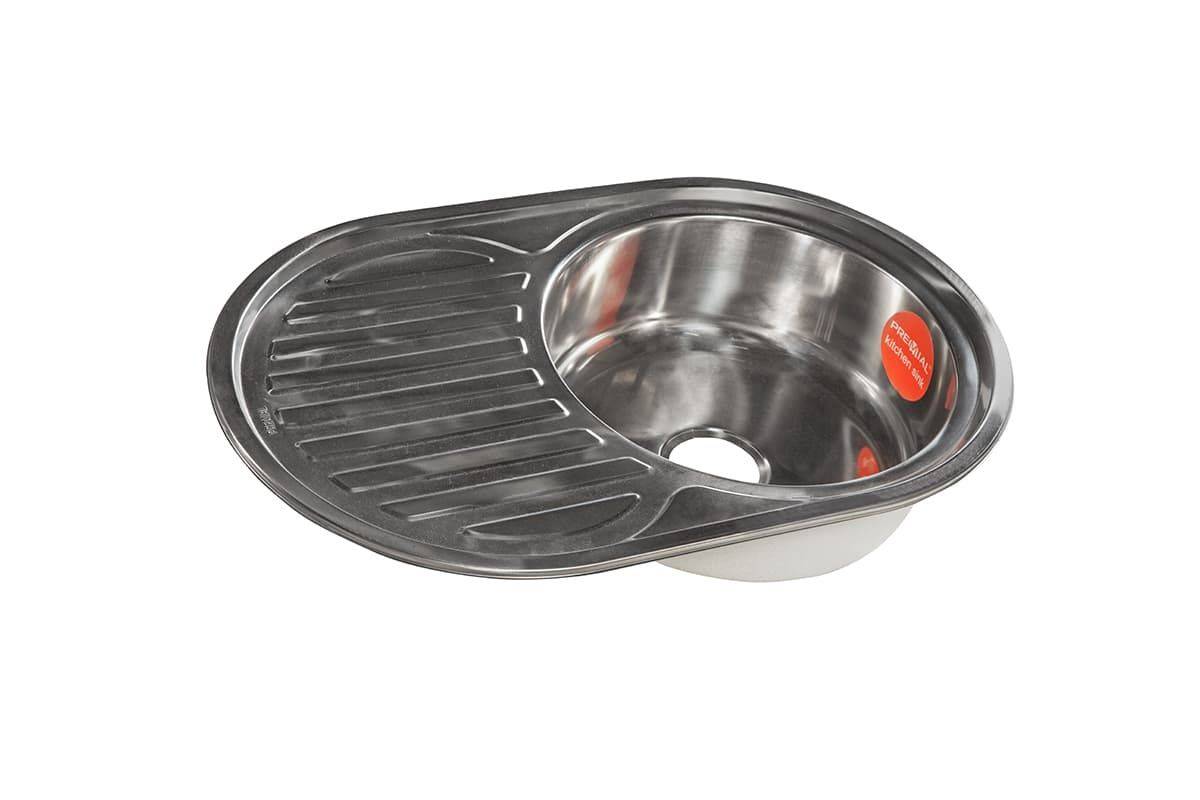 Мойка Premial - Глянец 770х430х180мм овальный 1 чаша универсальный 0,8 мм Premial 7750 