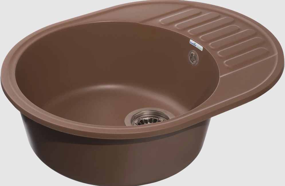 Мойка QUARZ - Терракот 620х480х180мм овальный 1 чаша БЕЗ СИФОНА GranFest GF-Z58 
