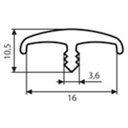Профиль Т-образный врезной с обхватом 16 мм фактурный Ясень шимо темный