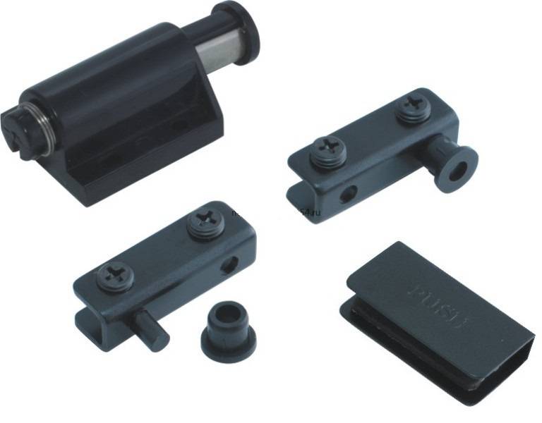 Магнитная защелка одинарная с U-обр. петлей черный 