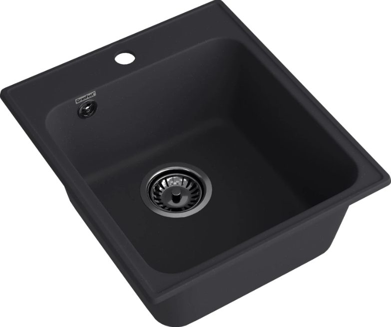 Мойка QUARZ - Черный 420х480х180мм прямоугольный 1 чаша БЕЗ СИФОНА GranFest GF-Z17 