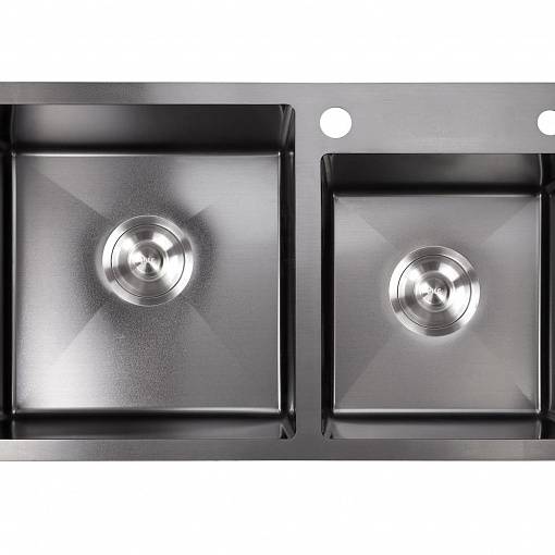 Мойка Amalet - Графит 780х480х220мм прямоугольный 1,5 чаши 1,2мм (большой слив) с сифоном Amalet 78*