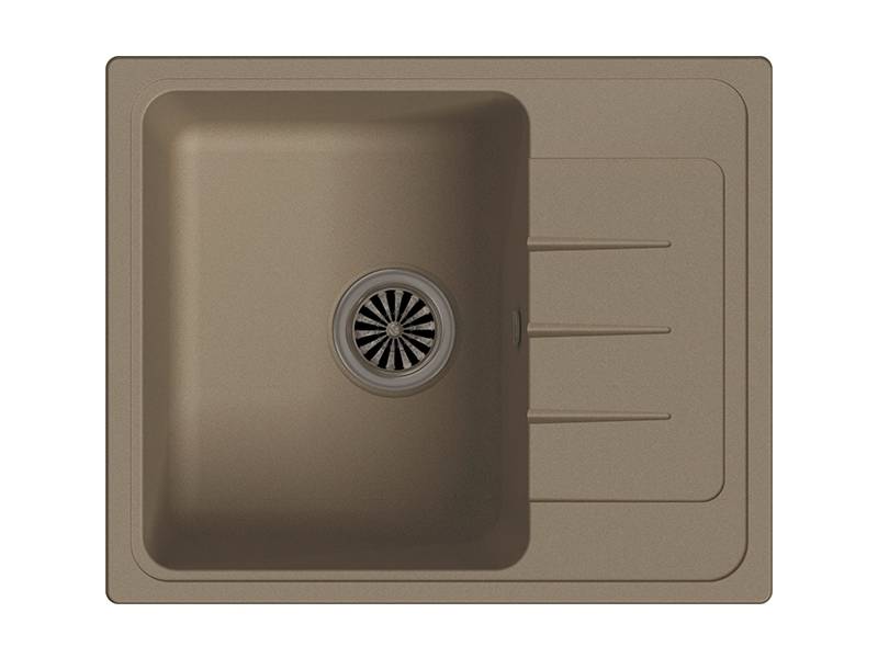 Мойка Elegant 45F Темно-бежевый 580х480х195мм прямоугольный 1 чаша Ewigstein E-45F 