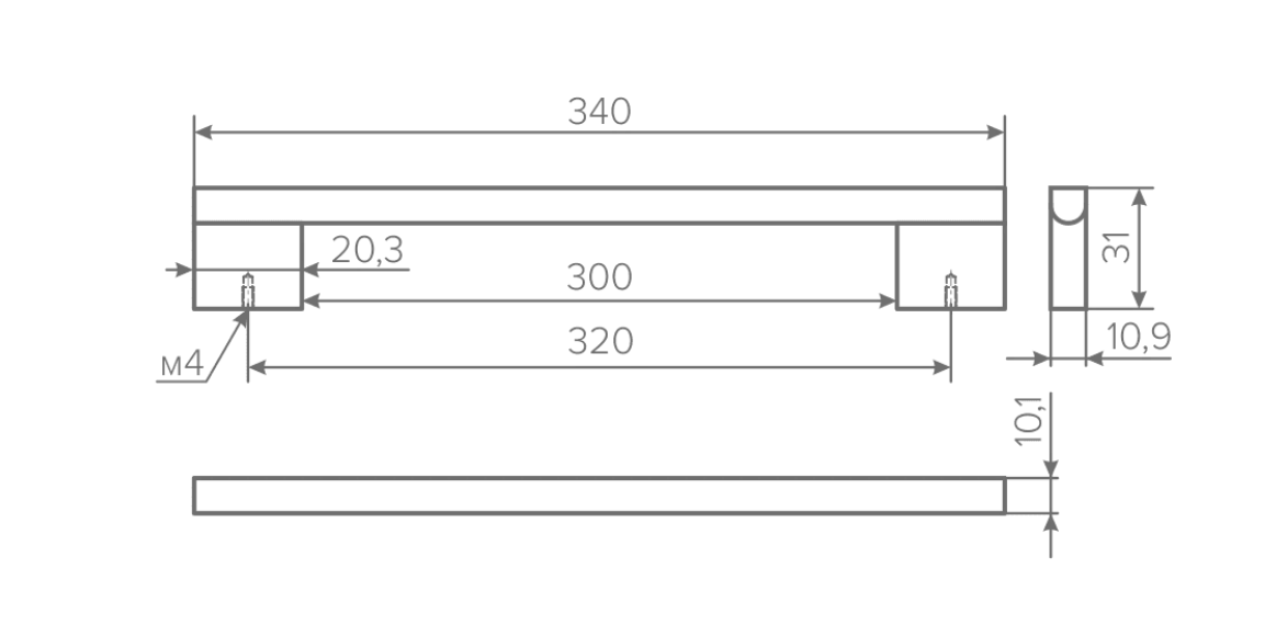 02.0219  Ручка П-обр. Elegance  320 мм Черный матовый Алюминий AQ