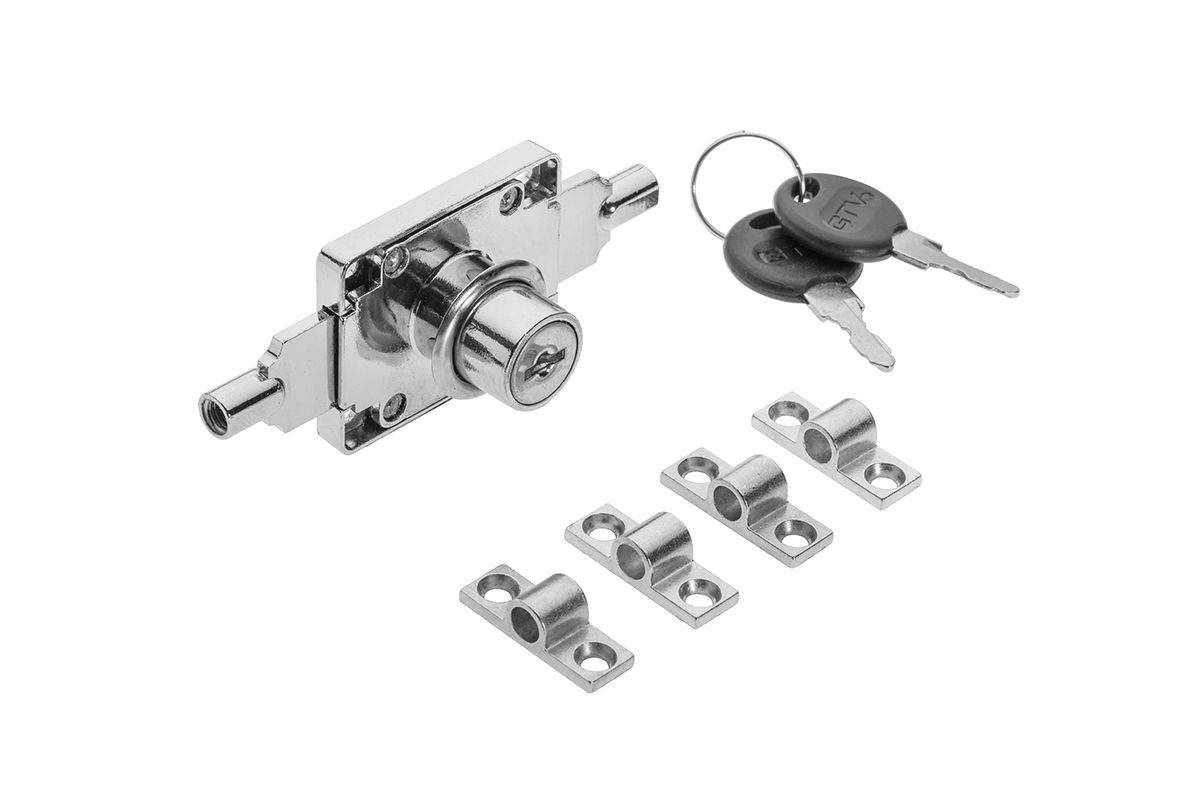 Замок шпингалетный (+2 прута) хром ZZ-BA-SK0-01 