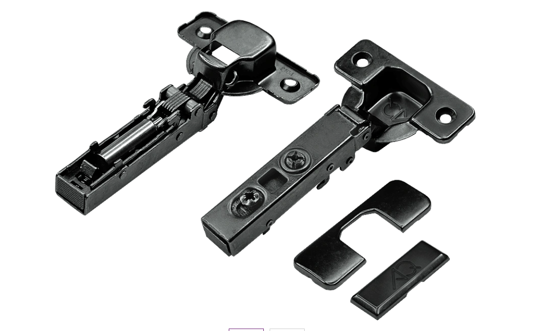 08.0166 Петля 110 гр. Накладная AQ AQ Clip Без монтажной планки с доводчиком Clip-On Черная 