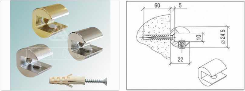 Кронштейн 3.09 М L=24 мм, S=8-10 мм (01) никель Линкос 