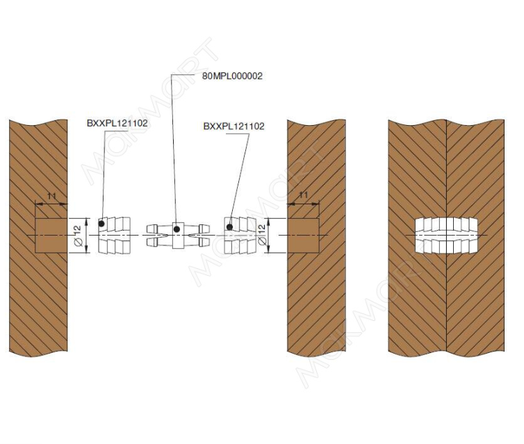 Стяжка Бусола 2шт+Пин-Защелка 1шт черный для плит 16 мм Effegi Brevetti