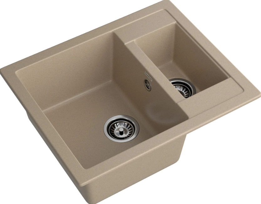 Мойка QUADRO - Песочный 610х500х200мм прямоугольный 1,5 чаши GranFest Q-610K песочный 