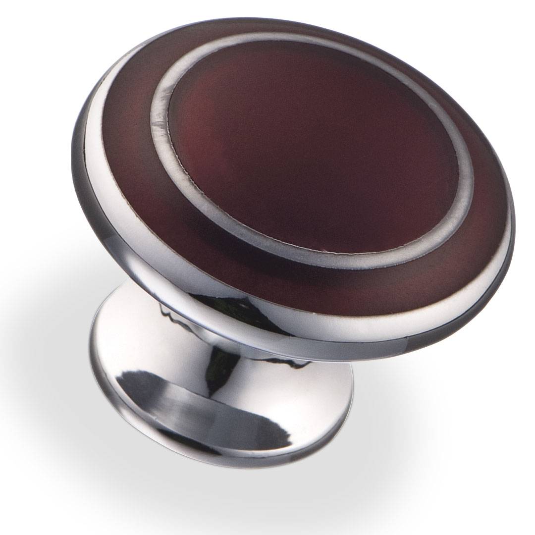 6116-L-AH Ручка кнопка 32 мм Хром + бордо Керамика KERRON