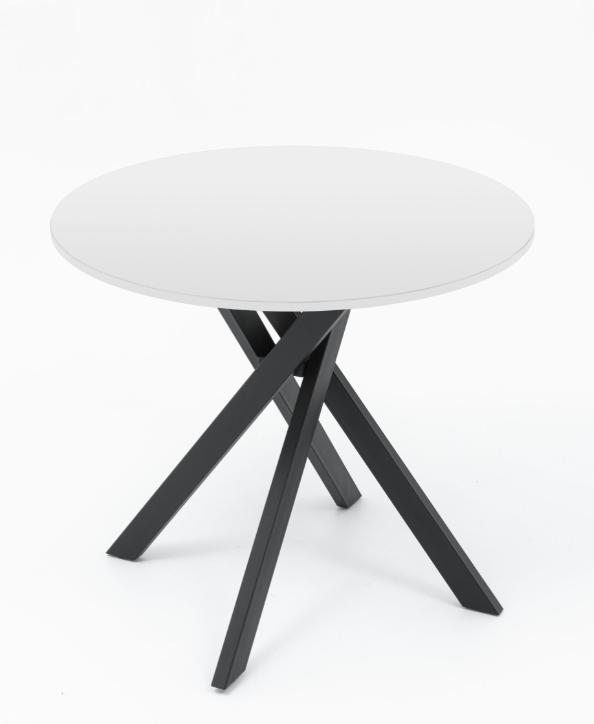 Стол Круглый Монтен 100 раздвижной ЛДСП/стекло 1000(1350)х1000х750 мм Бетон/Стекло/Черный