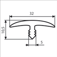 Профиль Т-образный врезной без обхвата 32 мм фактурный Вишня испанская