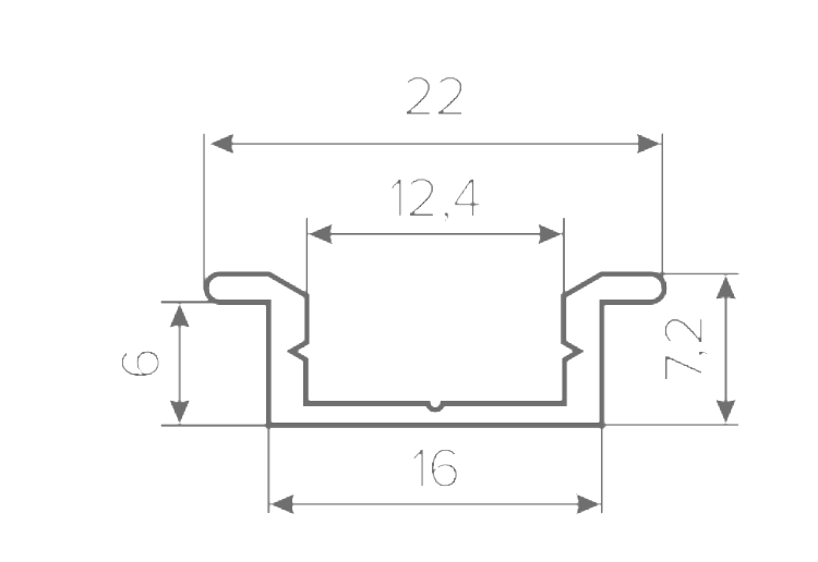 Профиль для светодиодной ленты с рассеивателем врезной 2м 22x7x2000mm черный GLS-2000-7-22-В 