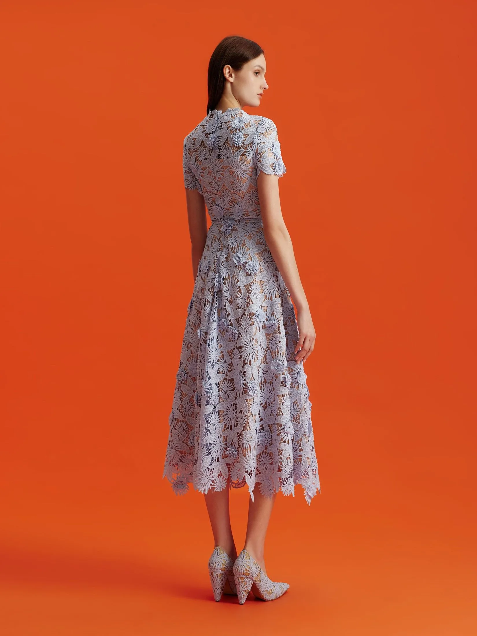 ASAVA ( AW24 ) Octavia Floral-lace Fit-and-flare Women Dress White Blue ASAVA ( AW24 ) Octavia Floral-lace Fit-and-flare Women Dress White Blue