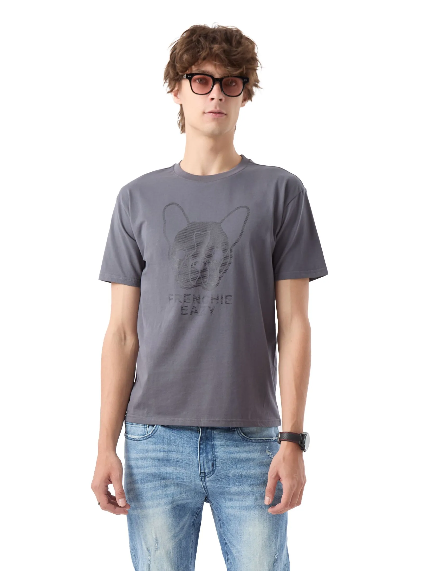ESP Frenchie Eazy Tee Shirt Men Grey ESP Frenchie Eazy Tee Shirt Men Grey