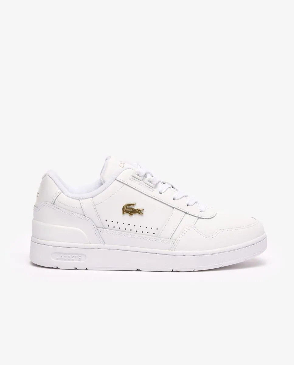 LACOSTE Women’s T-Clip Leather Trainers White LACOSTE Women’s T-Clip Leather Trainers White
