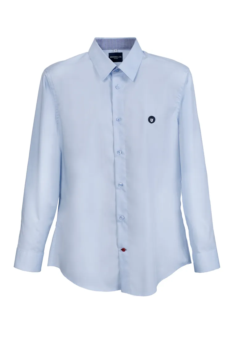 BROWNE & CO. Blue Classic Collar Long Sleeves Shirt