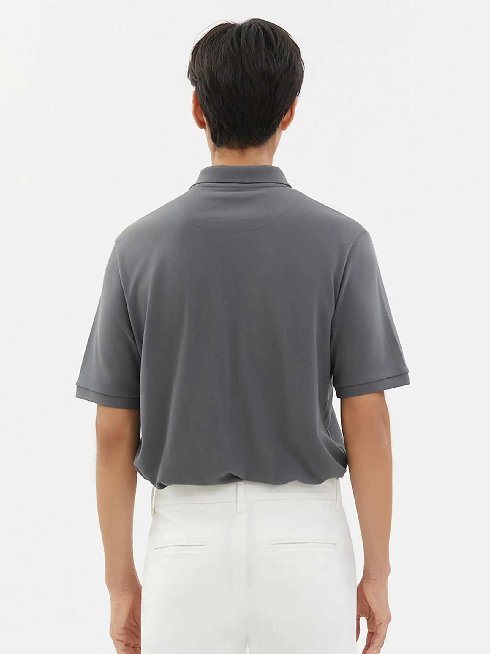DAPPER DAPPER DP Patch Polo Shirt Grey DAPPER DAPPER DP Patch Polo Shirt Grey