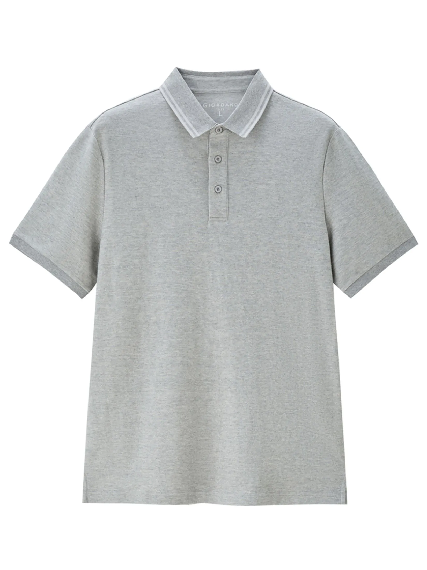 GIORDANO Men's Beau Monde Contrasting Ice Cooling Polo Shirt Grey GIORDANO Men's Beau Monde Contrasting Ice Cooling Polo Shirt Grey