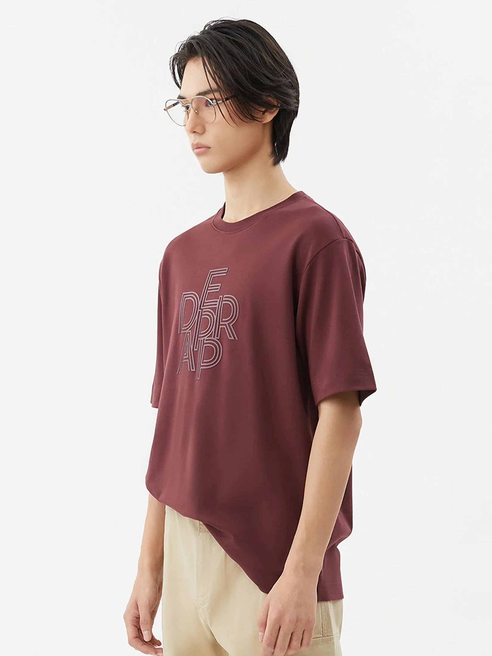 DAPPER DAPPER Embossed Logo Print T-Shirt Red DAPPER DAPPER Embossed Logo Print T-Shirt Red