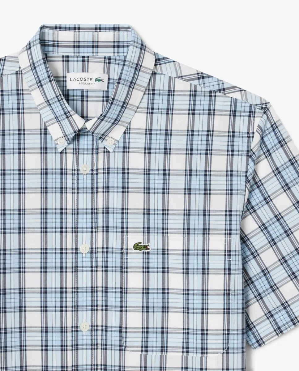 LACOSTE Regular Fit Short Sleeved Shirt Blue LACOSTE Regular Fit Short Sleeved Shirt Blue